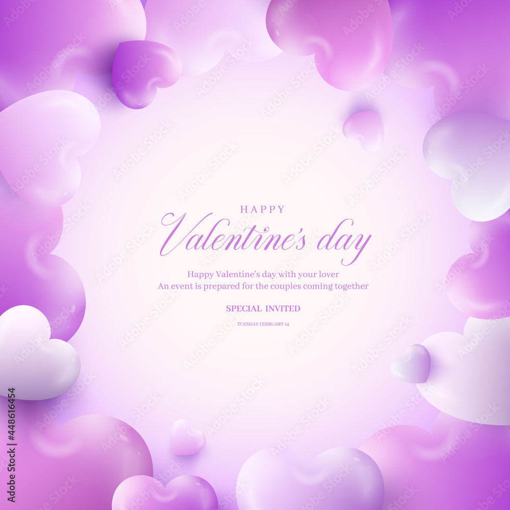 Happy Valentines Day Background With Realistic Hearts_5