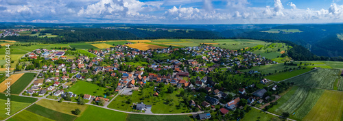 Aerial view around the village altbulach in Germany. On sunny day in spring