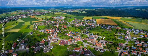 Aerial view around the village altbulach in Germany. On sunny day in spring © GDMpro S.R.O