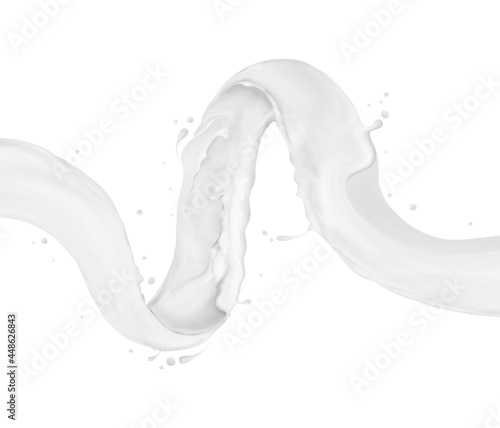 Splashing milk in a swirling shape on a white background photo