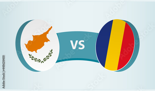 Cyprus versus Romania, team sports competition concept.