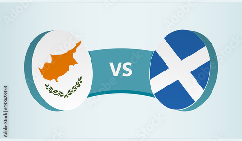 Cyprus versus Scotland, team sports competition concept.