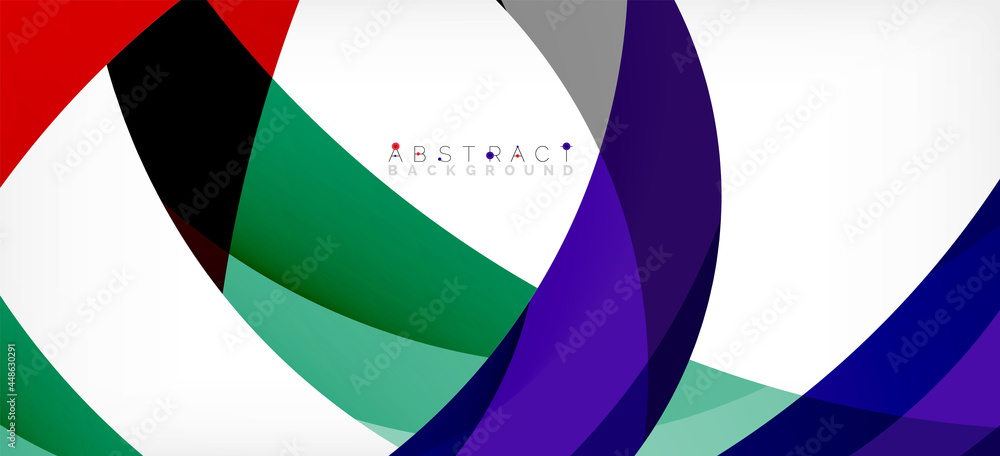 Geometric abstract background. Circle created with overlapping color shapes. Vector Illustration For Wallpaper, Banner, Background, Landing Page