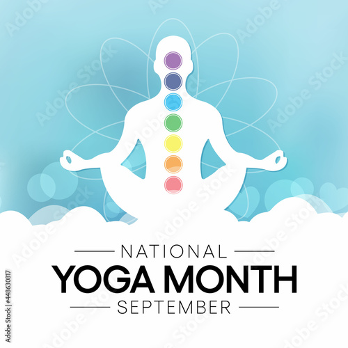 National Yoga month is observed every year in September, The purpose of this month is to promote the health benefits of yoga and inspire a healthy lifestyle. Vector illustration