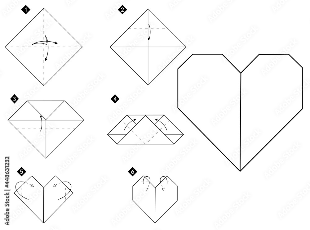 How To Make Origami Heart Step By Step Black And White Diy