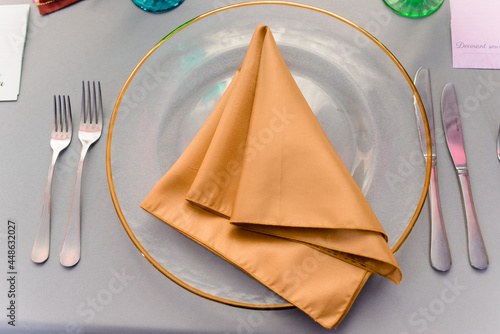 Festively served table at restaurant for a banquet.