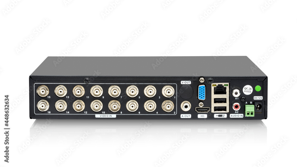 Back view of DVR for security systems isolated Back view of DVR for security systems isolated