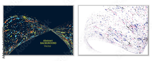 Multicolored paint splashes, smears, dust particles and debris are carried by the wind. A set of two templates. Design template for the design of banners, posters, booklets, covers, magazines. EPS 10