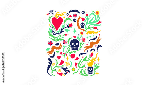 Skull and flower pattern