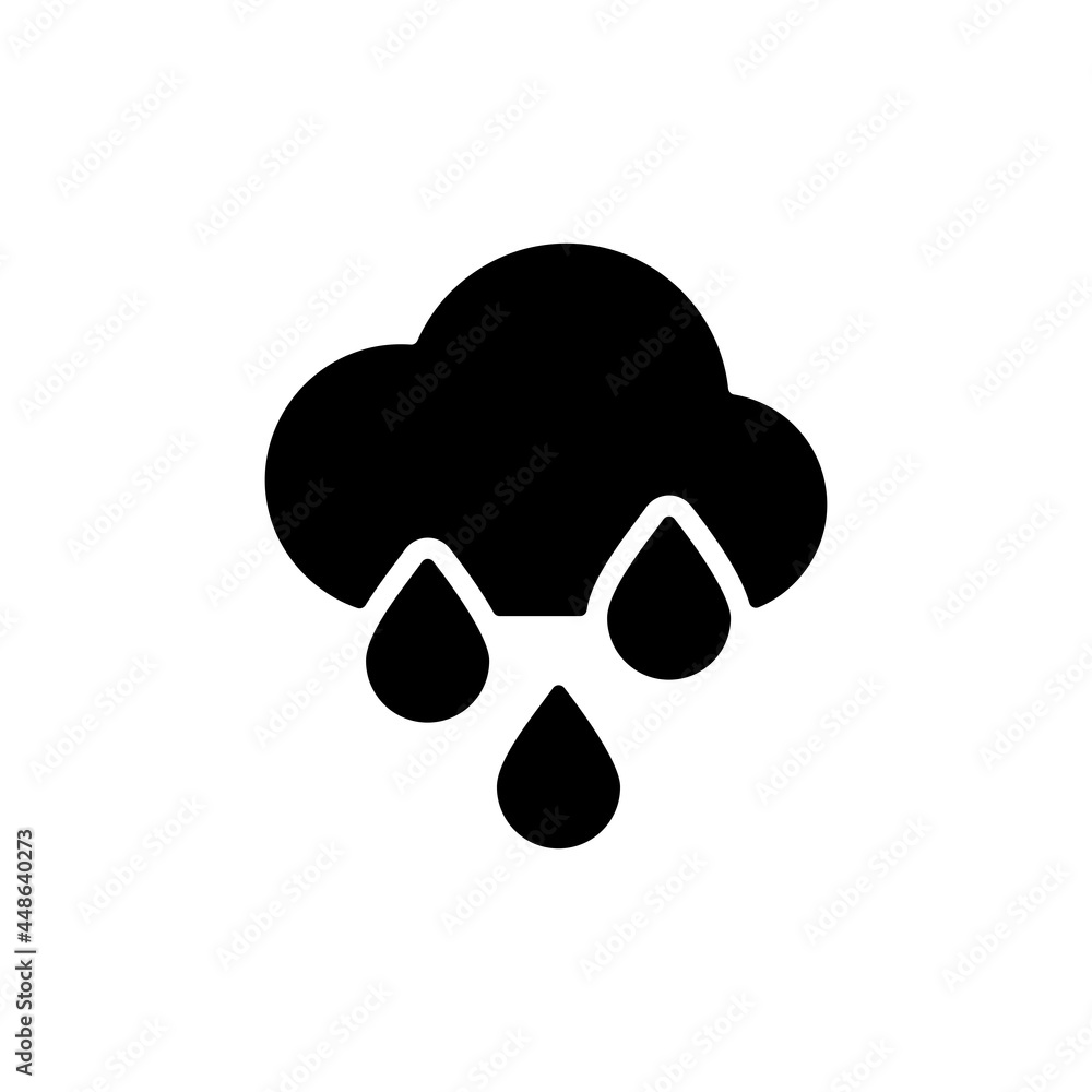 Naklejka premium Raincloud with raindrops glyph icon. Weather sign