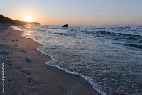 Sunset over the Rozewie cape.  photo