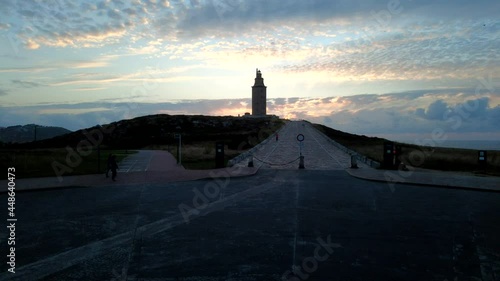 Timelapse of the Tower of Hecules at sunset
