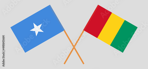 Crossed flags of Somalia and Guinea. Official colors. Correct proportion