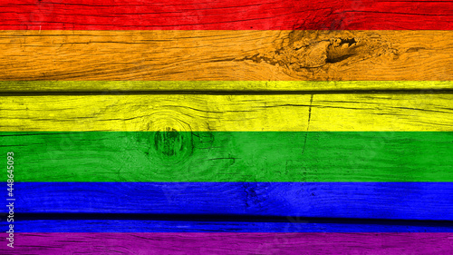Wallpaper Mural close-up of rainbow flag on a wooden background Torontodigital.ca