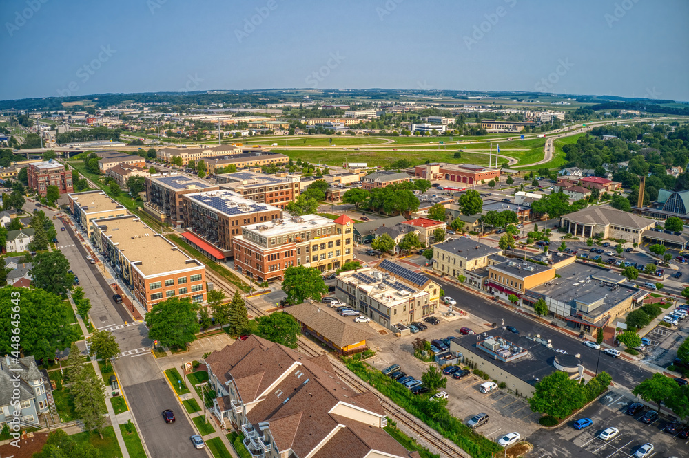 Fototapeta premium Aerial View of the Madison Suburb of Middleton, Wisconsin