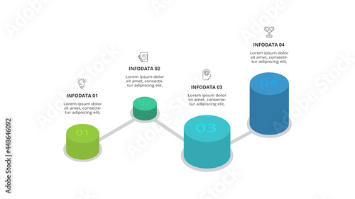3D vector infographic pyramid, or comparison chart with 4 colorful levitating layers.