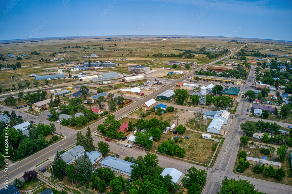Aerial View of the Town of Faith in Northwest South Dakota