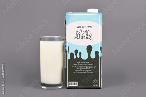 Photography Lab grown milk concept for artificial cultured dairy production from reproduced