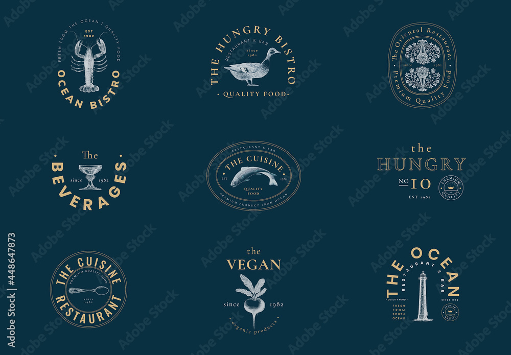 Aesthetic Logo Layout for Restaurant Set Stock Template | Adobe Stock