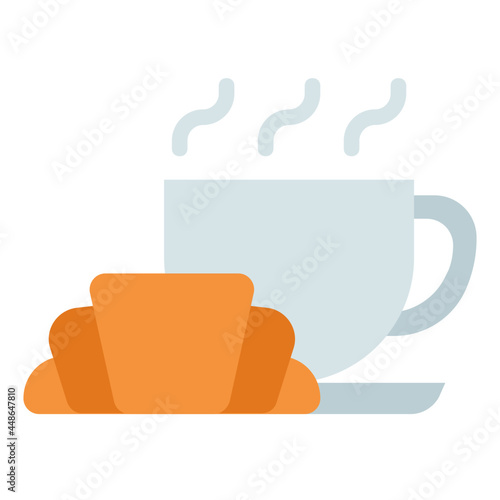 coffee croissant flat icon