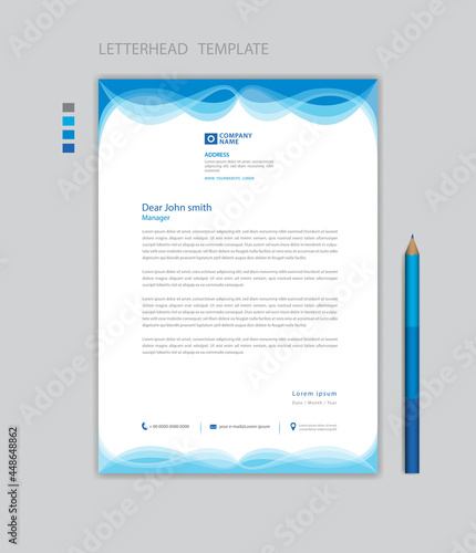 Letterhead template design minimalist Style vector, letterhead design mockup, business advertisement layout, Blue concept background creative design