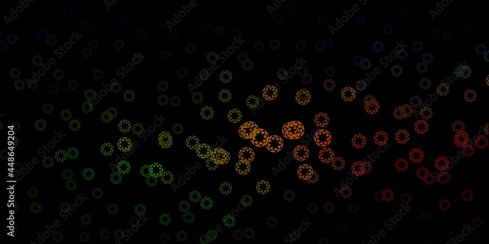 Dark green, red vector pattern with spheres.