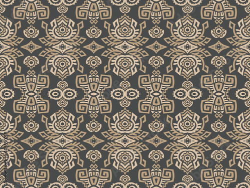Abstract Ethnic Vector Seamless Pattern. Trendy boho tile. African textile design. Scandinavian ornament. Perfect for wallpaper, cloth, wrapping paper and other endless fill.
