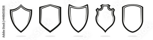 Protect shield black frame symbol icon vector illustration set photo