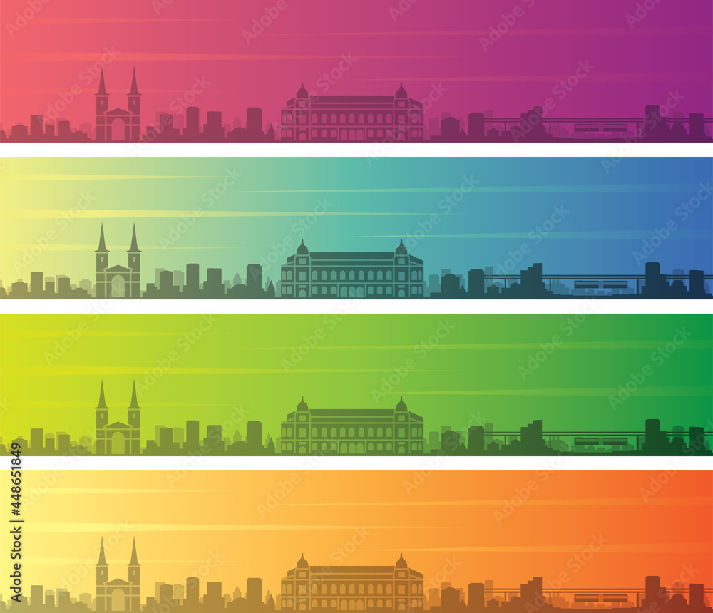 Wuppertal Multiple Color Gradient Skyline Banner
