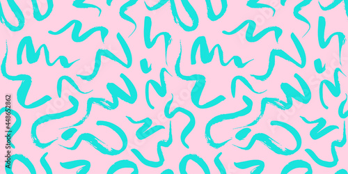 Vector seamless pattern with wavy brush strokes. Hand painted stylish texture for fabric, wallpaper, wrapping.