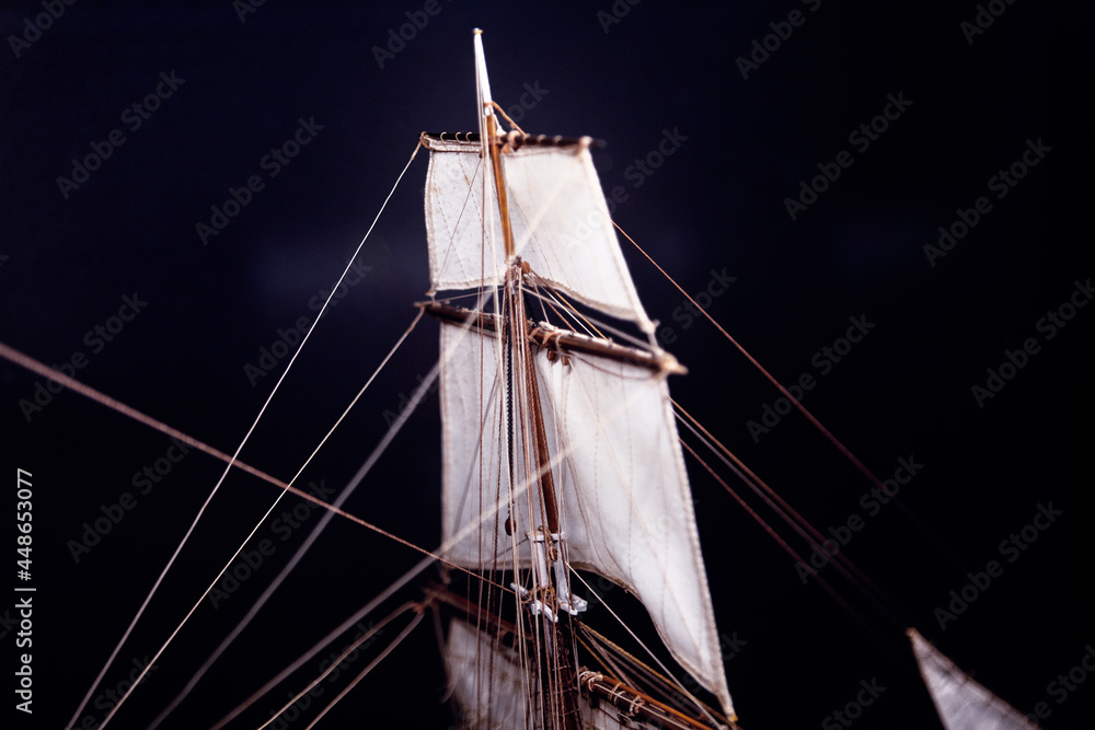 Obraz premium Masts with sails . Nautical vessel details