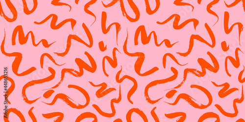Vector seamless pattern with wavy brush strokes. Hand painted stylish texture for fabric, wallpaper, wrapping.