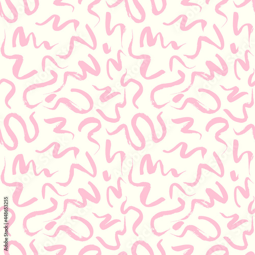 Vector seamless pattern with wavy brush strokes. Hand painted stylish texture for fabric, wallpaper, wrapping.