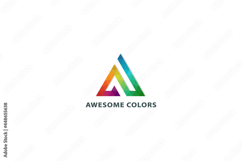 Letter A creative colorful grid system natural awesome triangle technological logo Letter A creative colorful grid system natural awesome triangle technological logo