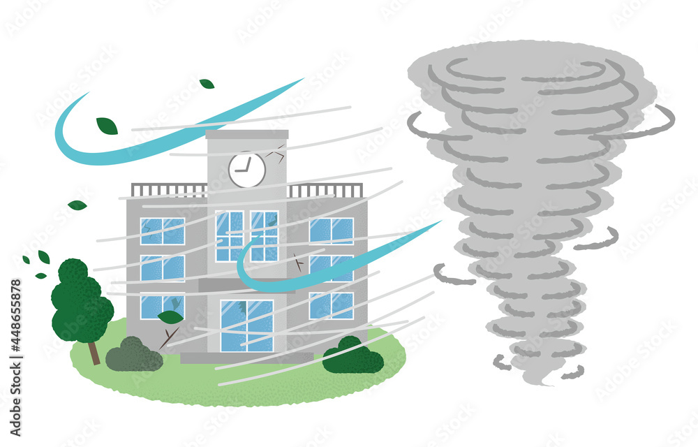 竜巻の被害に遭う学校のベクターイラスト Stock Vector | Adobe Stock