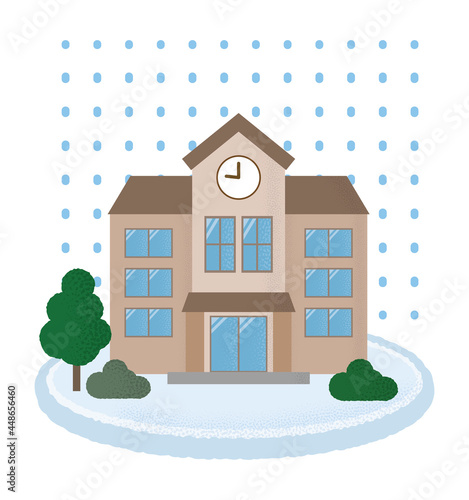 大雪の被害に遭う学校のベクターイラスト