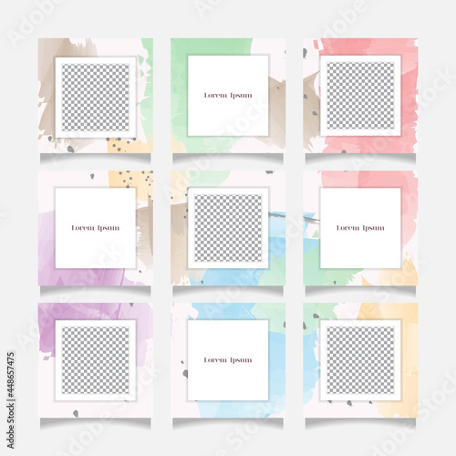 Creative instagram puzzle feed with 9 templates	
