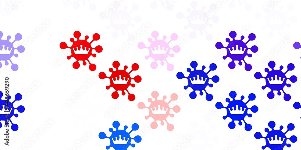 Light blue, red vector texture with disease symbols.