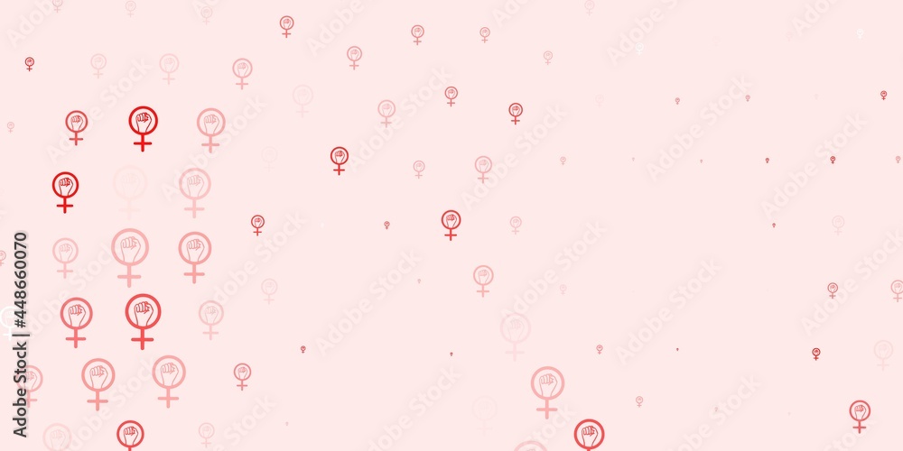 Light Red vector texture with women rights symbols.