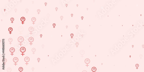 Light Red vector texture with women rights symbols.