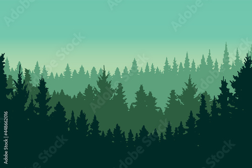 pine forest silhouette vector