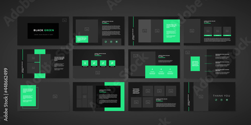 Presentation design a combination of bright green and black