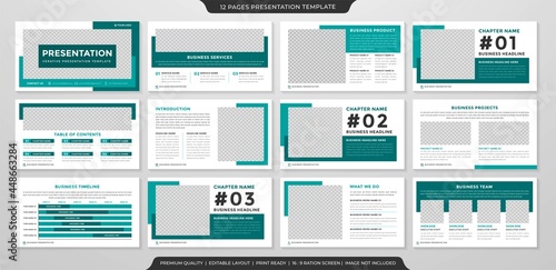 set of business presentation template with minimalist and clean style use for business annual report and portfolio