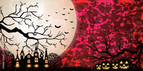 ハロウィン　かぼちゃ　城　背景
