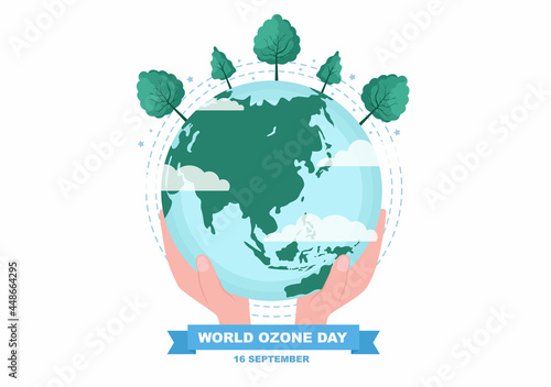 World Ozone Day is Commemorated Every September 16 To Raise Public Awareness About Of The Earth Layer And Protecting Environment. Background Vector Illustration