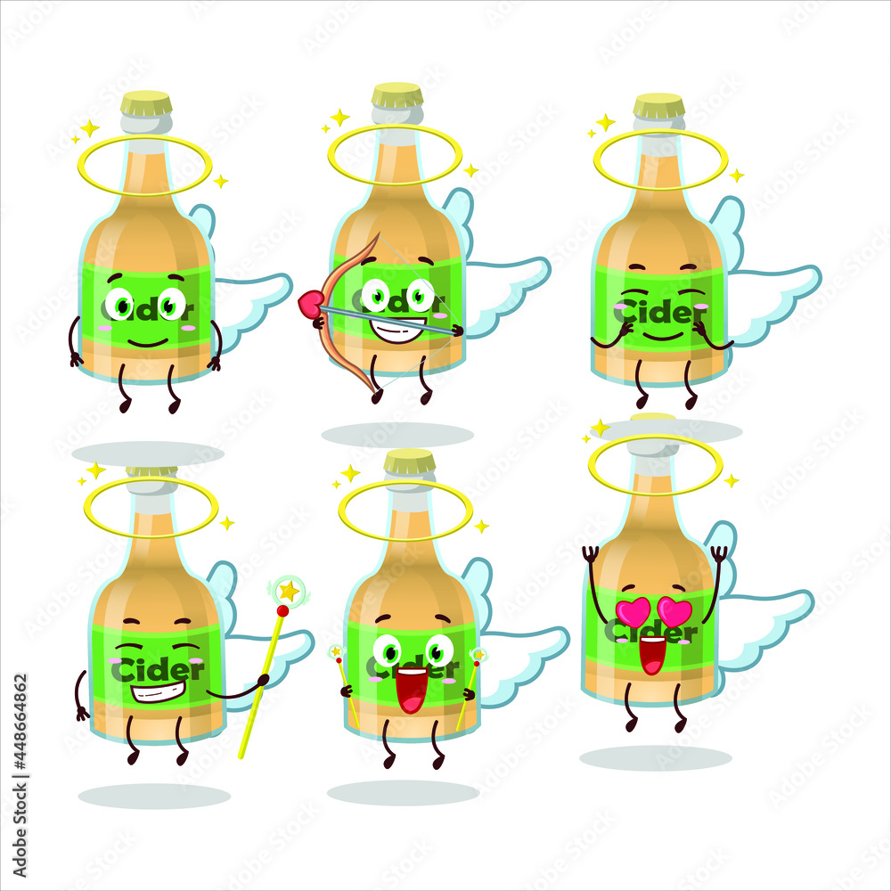 Φωτογραφία Cider bottle cartoon designs as a cute angel character