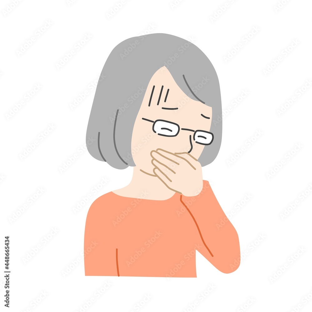 吐き気がする高齢者の女性 吐き気がする高齢者の女性