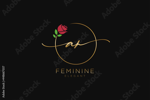 initial AR Feminine logo beauty monogram and elegant logo design, handwriting logo of initial signature, wedding, fashion, floral and botanical with creative template.