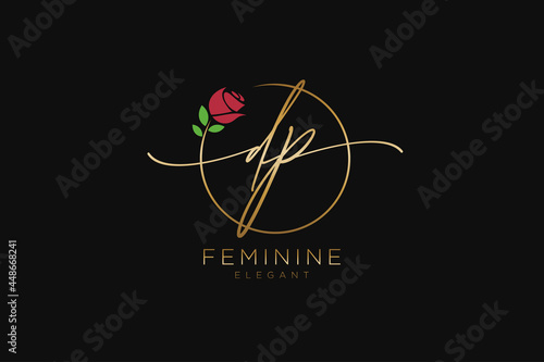 initial DP Feminine logo beauty monogram and elegant logo design, handwriting logo of initial signature, wedding, fashion, floral and botanical with creative template. photo