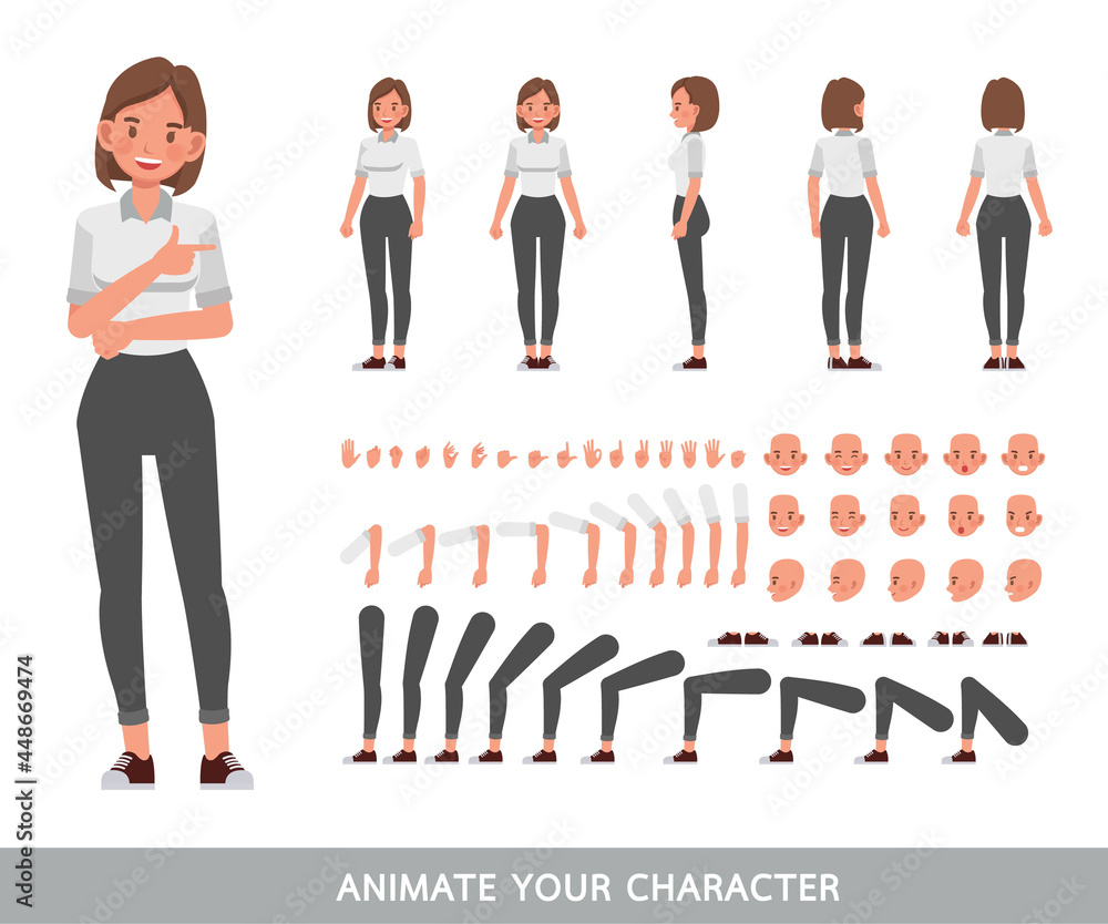 Business Woman wear white shirt character vector design. Create your own pose. Business Woman wear white shirt character vector design. Create your own pose.